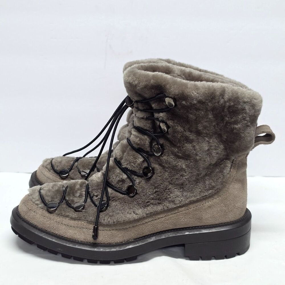 Aquatalia Lorena Shearling Boots Women's 6 Taupe Suede Cozy Winter Comfort